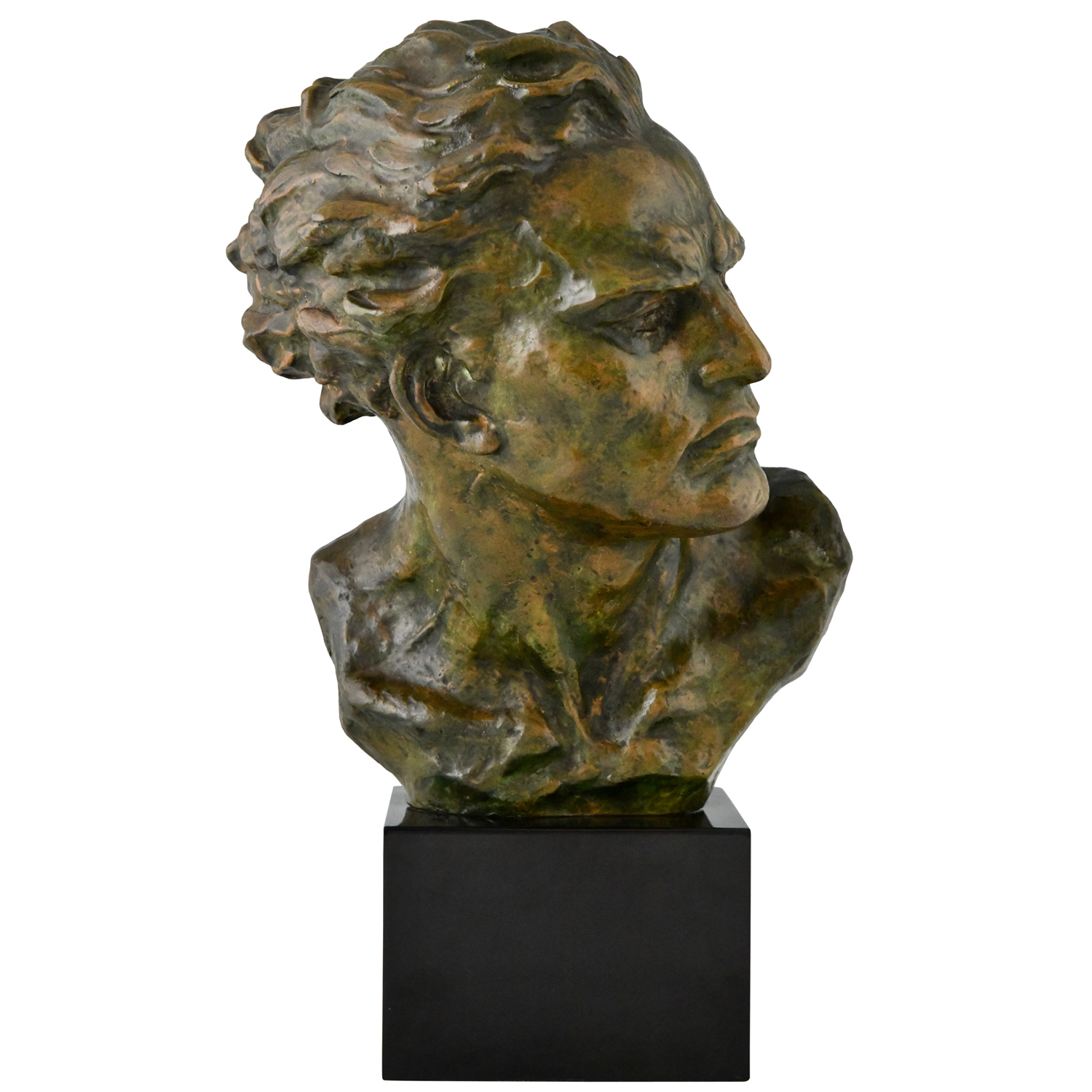 Art Deco bronze sculpture male bust. - Deconamic