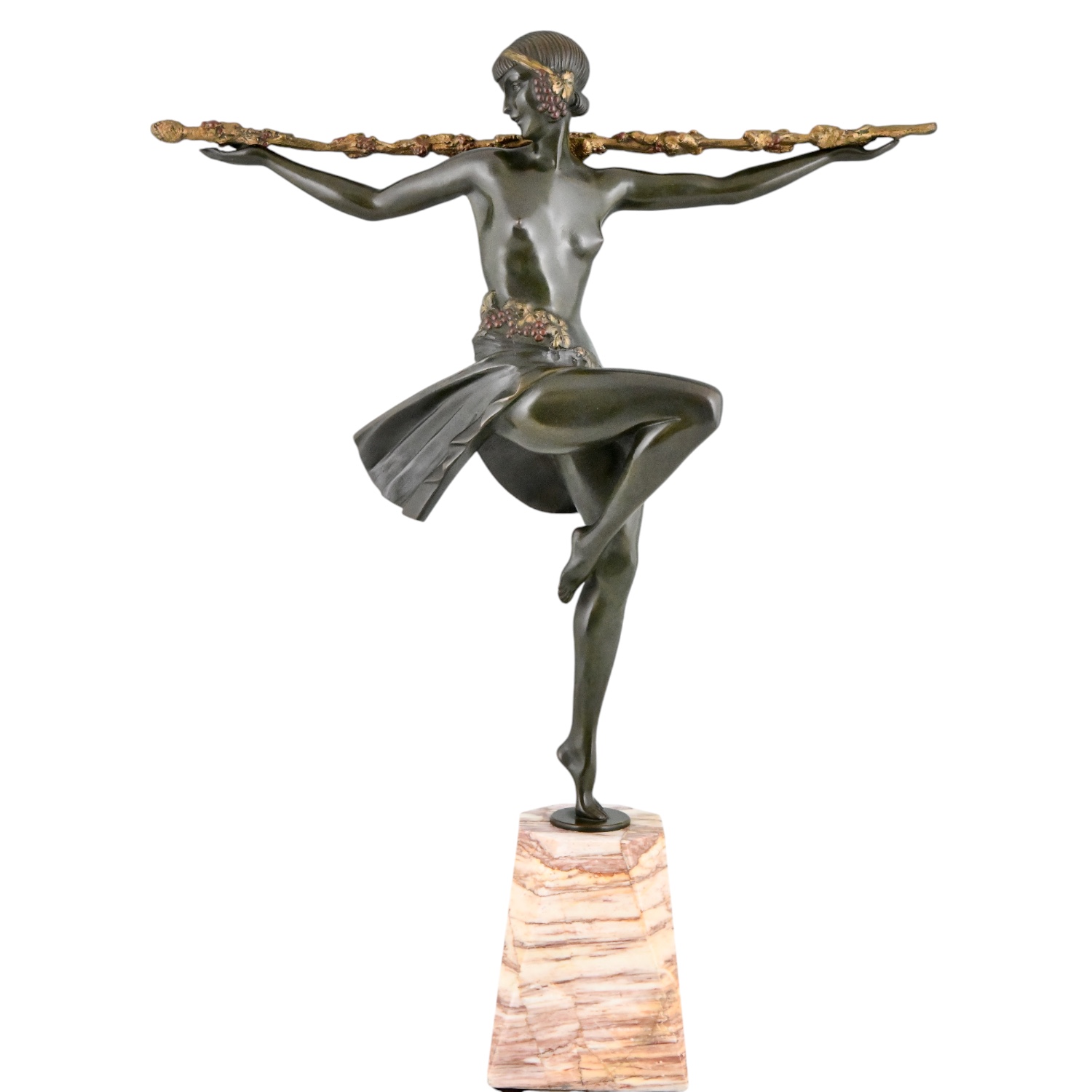 Le Faguays Art Deco bronze sculpture dancer with Thyrsus- 1-Deconamic