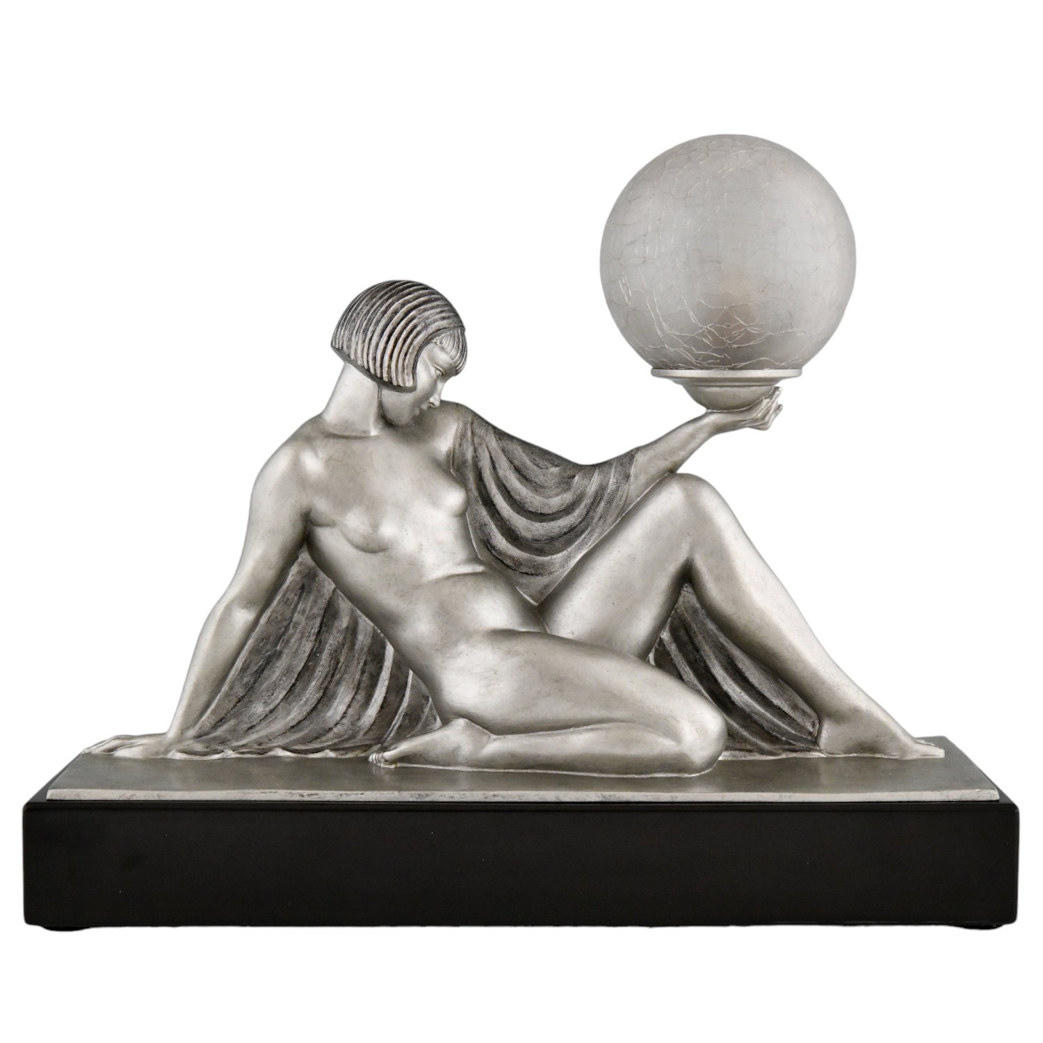 Reverie Art Deco lamp with nude Guerbe Max Le Verrier - 1-Deconamic