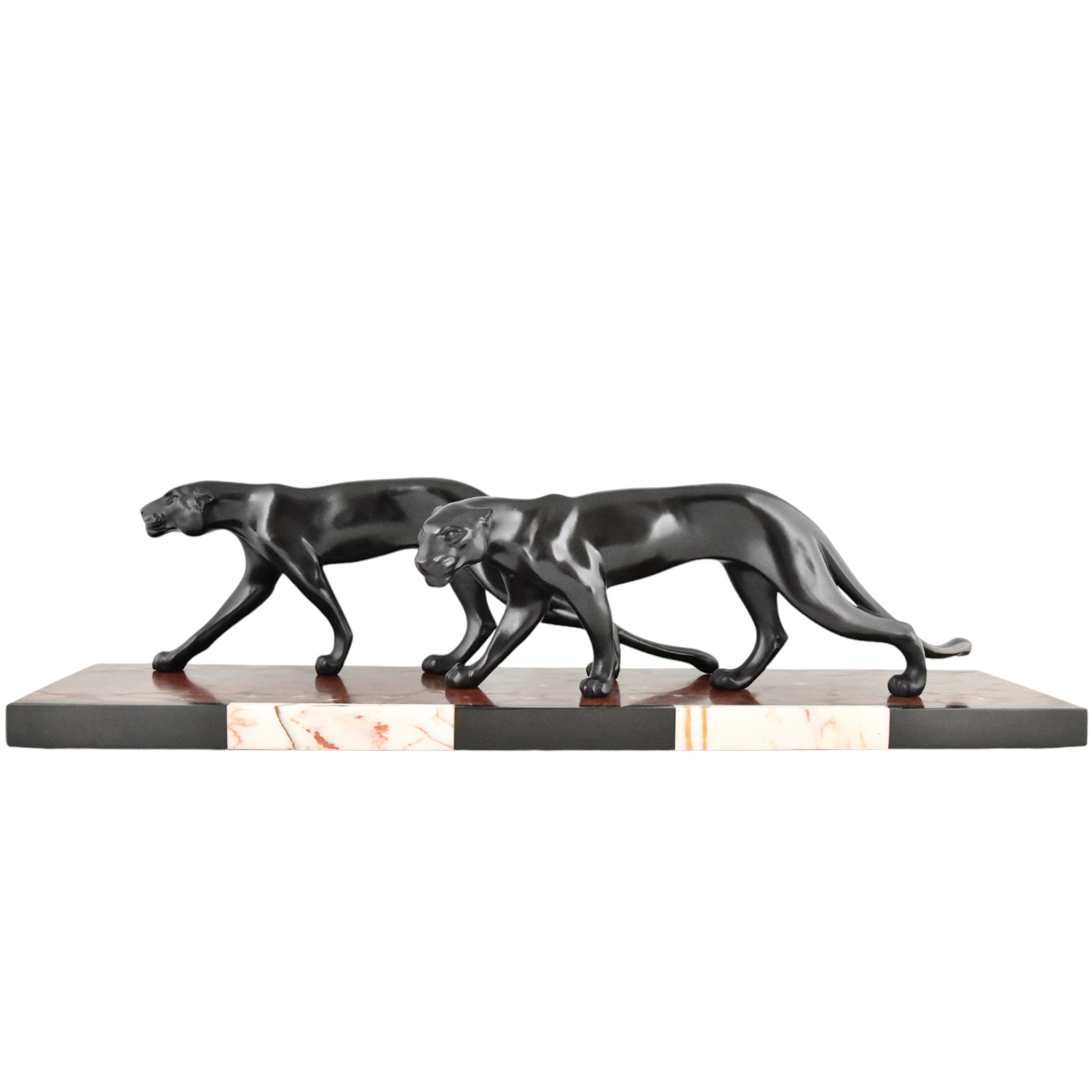 Art Deco sculpture 2 panthers M. Font. - 1-Deconamic