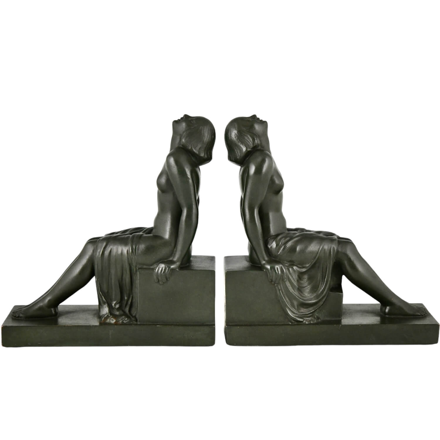 Janle Art Deco bookends with nudes Insouciance Max Le Verrier Deconamic