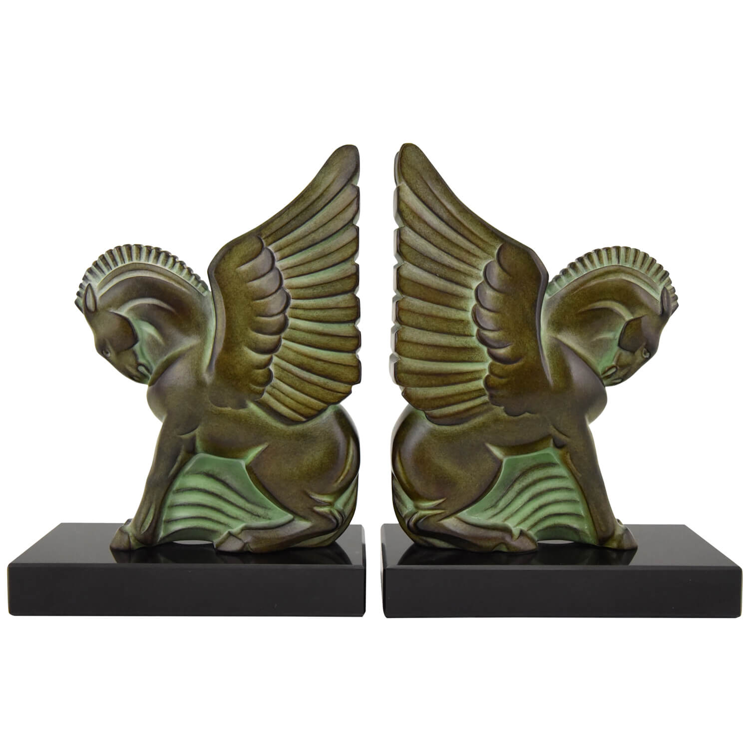 PEGASE Max Le Verrier Art deco bookends winged horses.