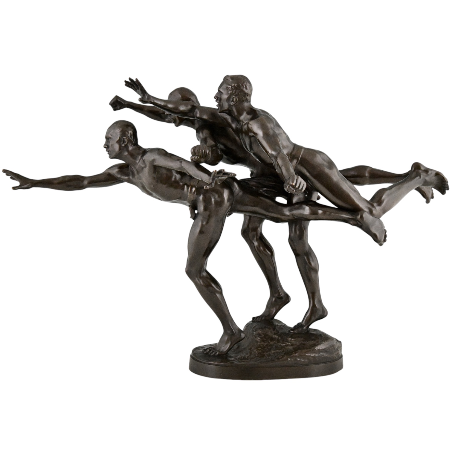 Boucher bronze sculpture au but 3 runners- 1-Deconamic