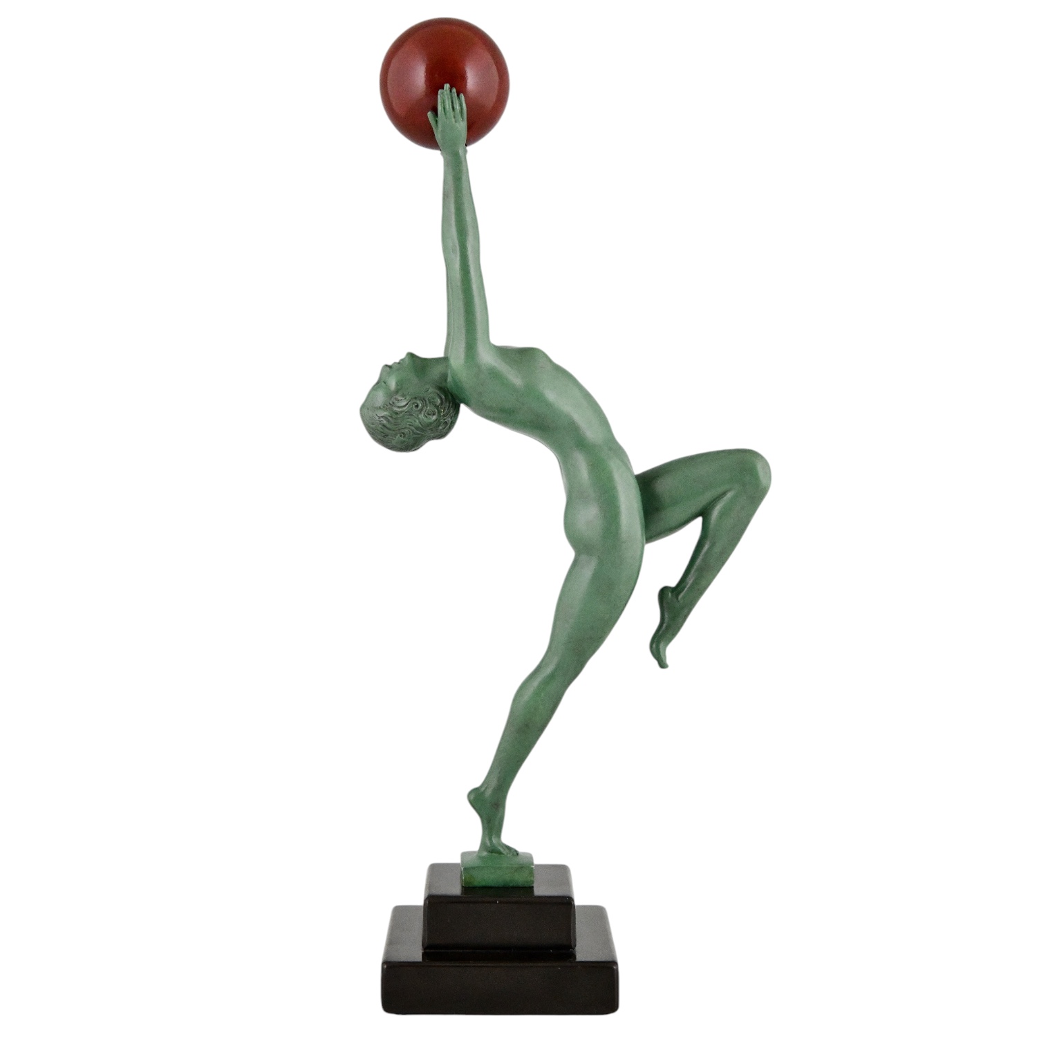 Jeu Art Deco sculpture nude with ball Max Le Verrier - 1-Deconamic