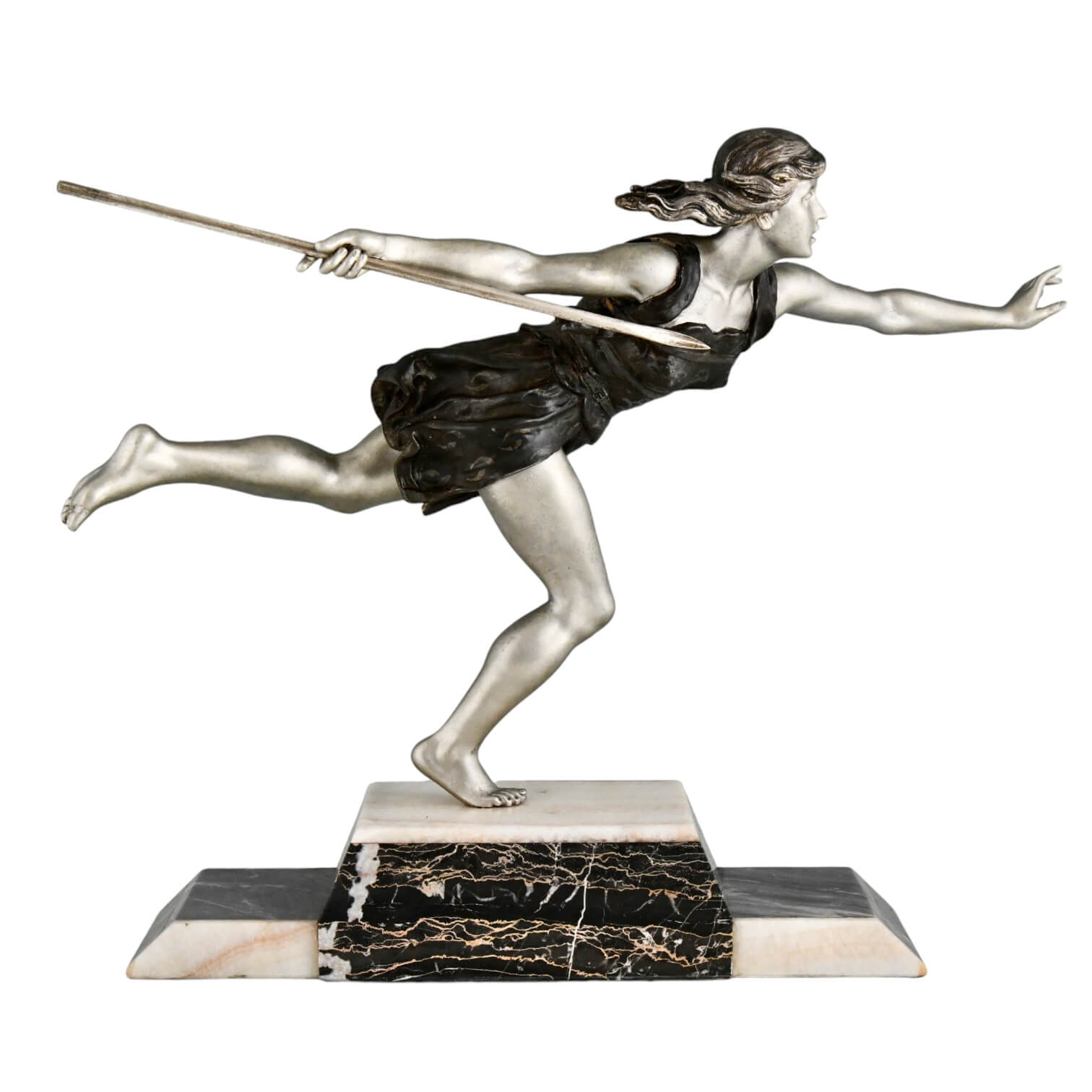 Uriano Art Deco sculpture woman with spear - 1-Deconamic