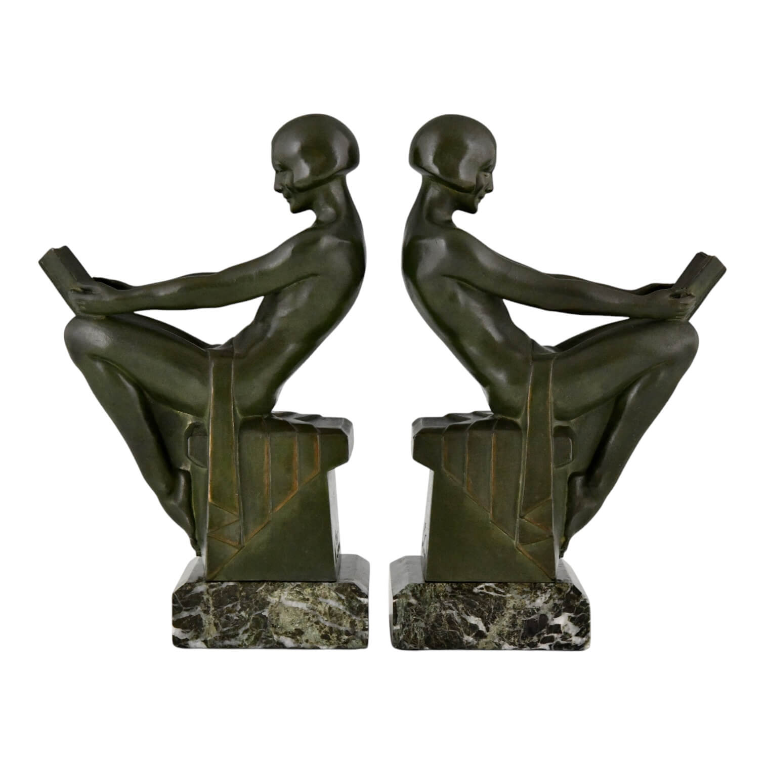 Delassement Max Le Verier Art deco bookends nudes - 1-Deconamic