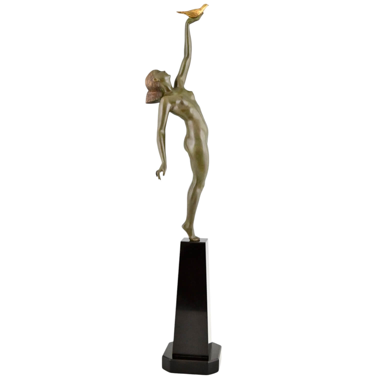 Art Deco bronze nude Le Faguays message of love - 1-Deconamic