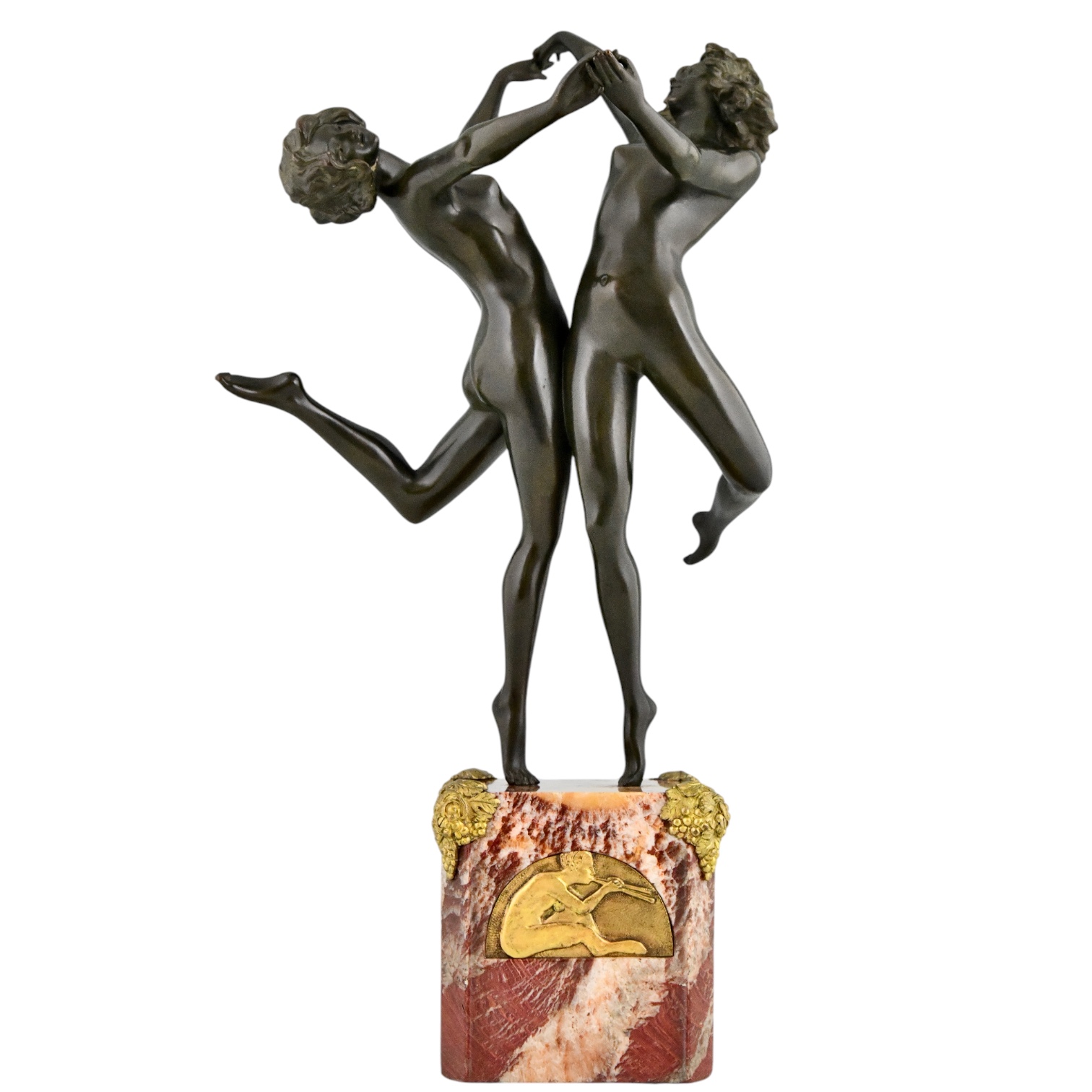 Claire R. J. Colinet Art Deco bronze nude dancers sculpture - 1-Deconamic Country Dance